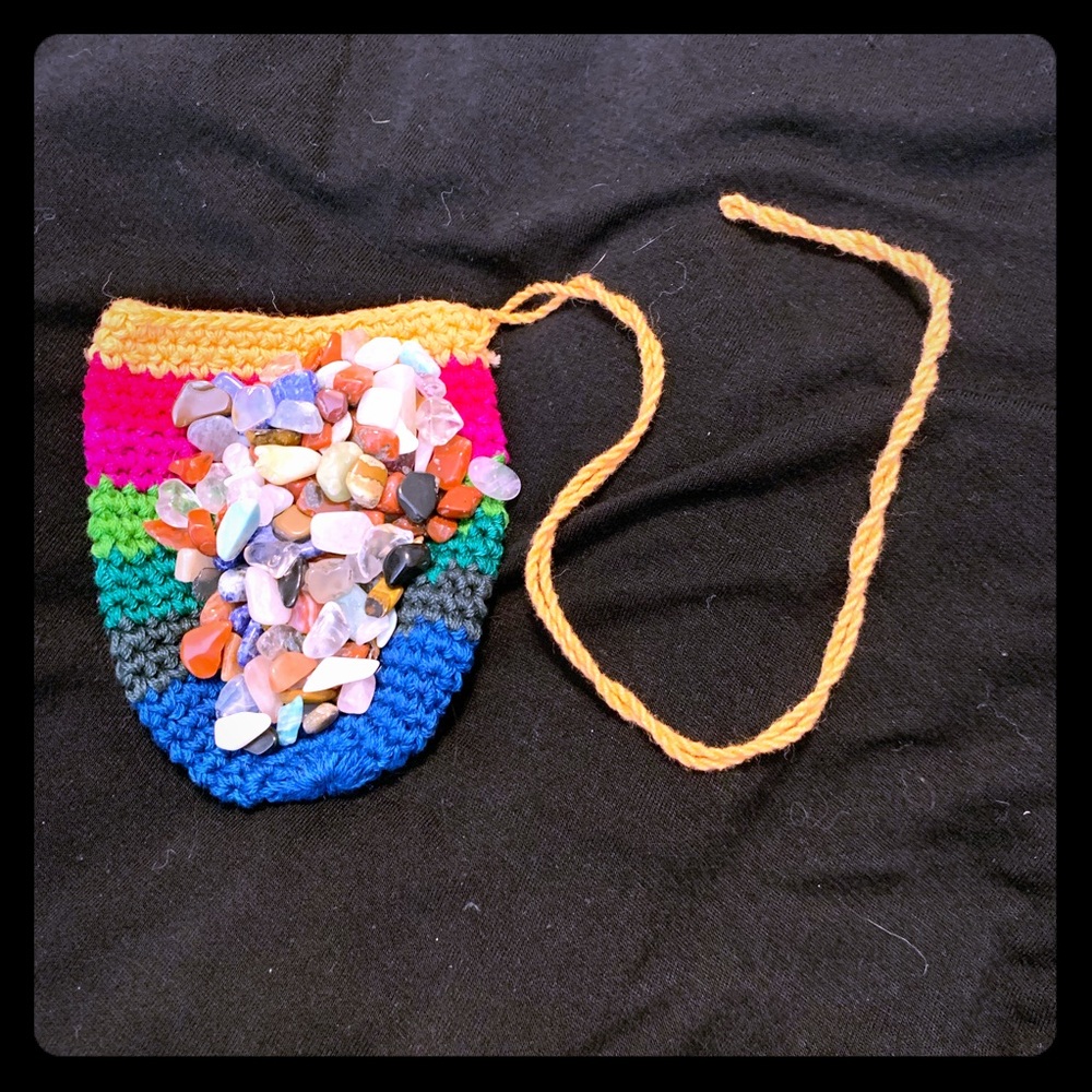 Medicine Bag Necklace w/Natural Stones